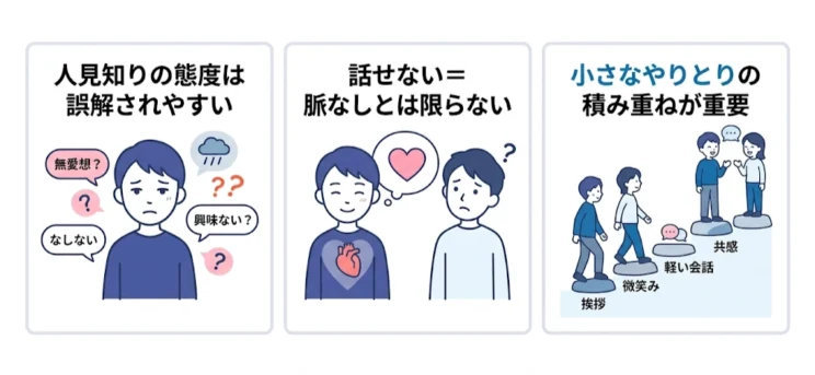 人見知りで話せないと脈なしだと思われる?