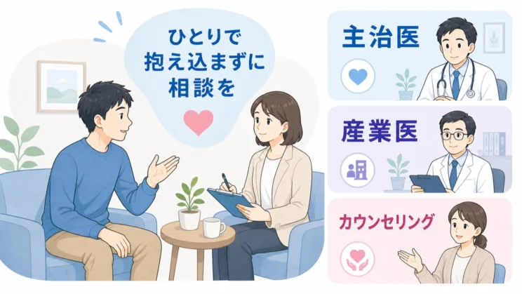 迷いが残るときは、主治医や産業医、心理の専門家と一緒にほどいていく選択肢があります。