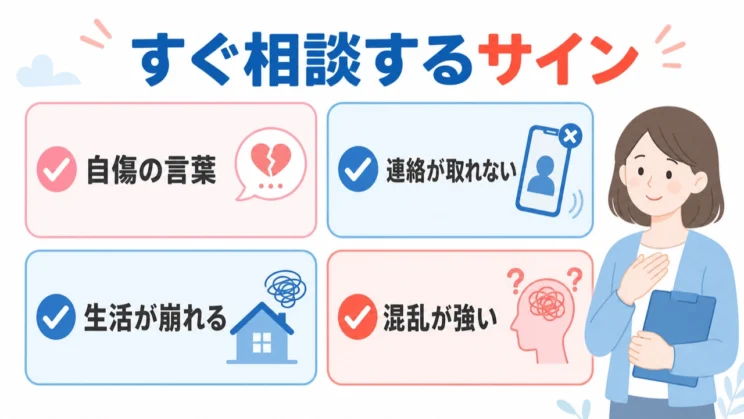 安全に関わるサインがあるときは、待つより相談を優先します。