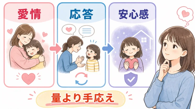 愛情の量だけでなく、つらい時に応えてもらえた手応えが安心感を育てます。