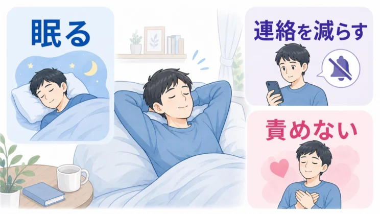 休職の初期は、生産的に過ごすより、まず心身を止めて休ませることが土台になります。