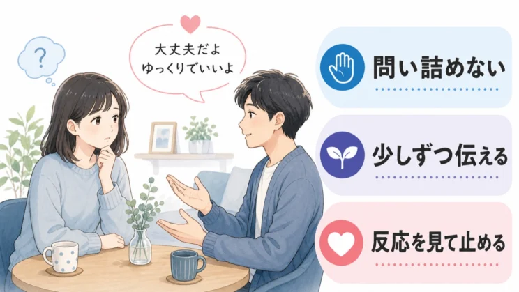思い出させようと急ぐより、反応を見ながら止める余地を残します。