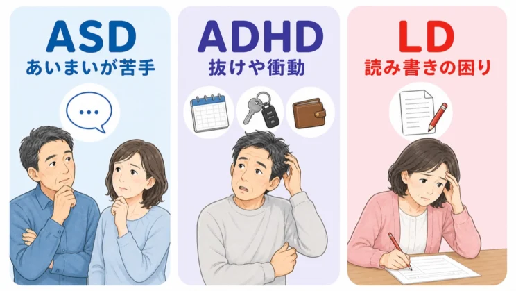 特性ごとの困りごとを分けて見ると、対応の方向性を考えやすくなります。
