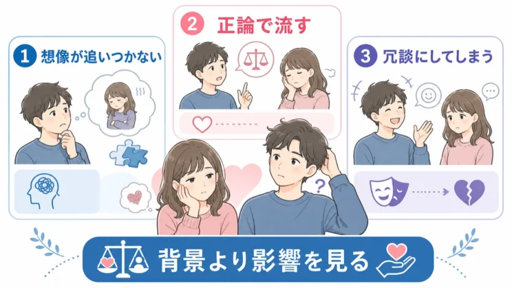 背景を知ることは、相手を許すためではなく、自分の受けた影響を見失わないための視点です。