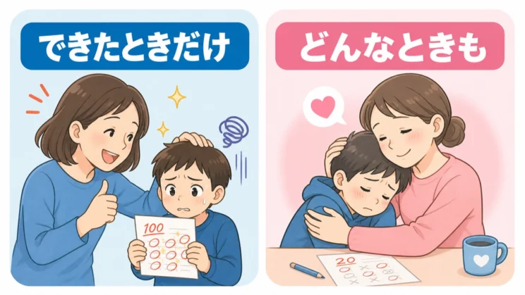 「できたから大丈夫」と「どんなときも大丈夫」では、心に残る安心感が違います。