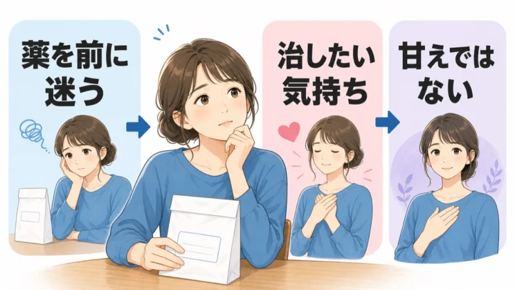薬を前に迷うことと、治したい気持ちがあることは両立します。