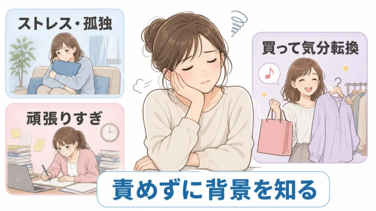 性格を責めるのではなく、買い物に向かう背景をやさしく確かめてみましょう。