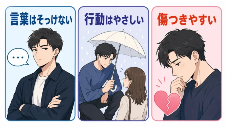 そっけない言葉の奥に、行動で示す優しさや傷つきやすさが隠れている場合があります。