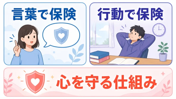 セルフハンディキャッピングには、言葉で保険をかける形と行動で保険をかける形があります。