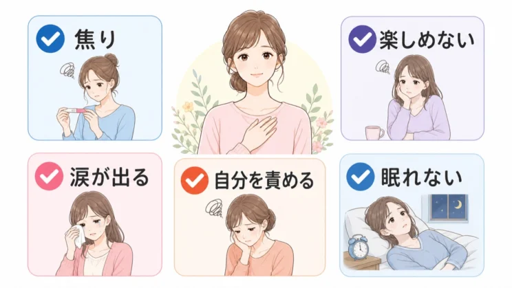 焦りや涙、自己否定、睡眠の変化が重なるときは、一人で抱え込まず立ち止まる目安にしてください。