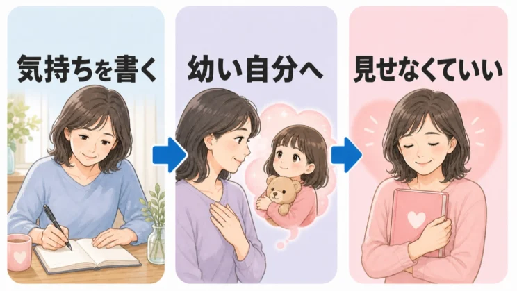 感情を書き、幼い自分へ言葉を向ける手紙は、誰にも見せず自分のためだけに使えます。