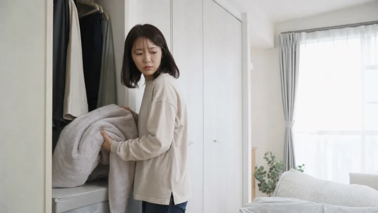 毛布そのものより、隠す緊張が負担になっていないかを確かめます。