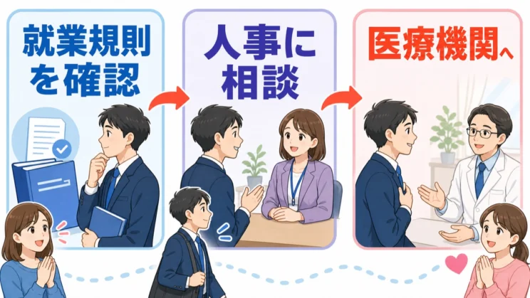 不調が続くときは、制度・人事・医療機関を順に頼る選択肢があります。