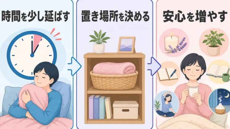 手放したいときも急に捨てず、離れる時間と安心できる選択肢を少しずつ増やします。
