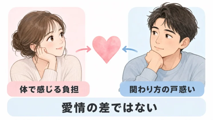 体で感じる負担と関わり方への戸惑いの差は、夫婦の愛情の差を意味するものではありません。