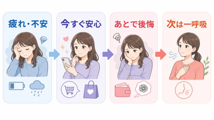 疲れや不安から一時的な安心へ向かう流れを知ると、自分を責めにくくなります。