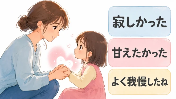 寂しさや甘えたかった気持ちに名前をつけ、今の自分から幼い自分を労ってみましょう。