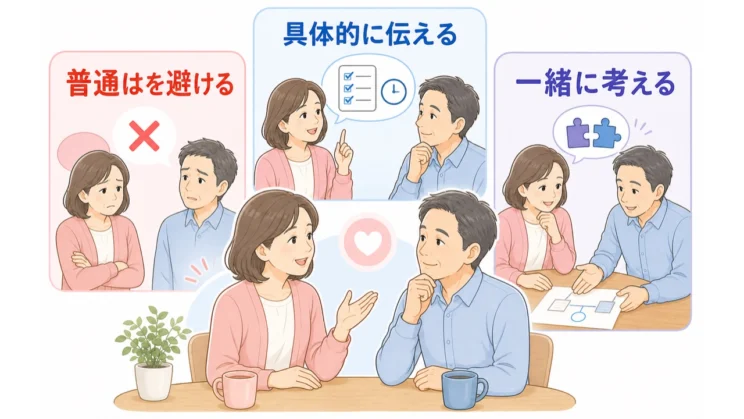 普通という基準で責めるより、具体的に伝えて一緒に考えるほうが関係を整えやすくなります。