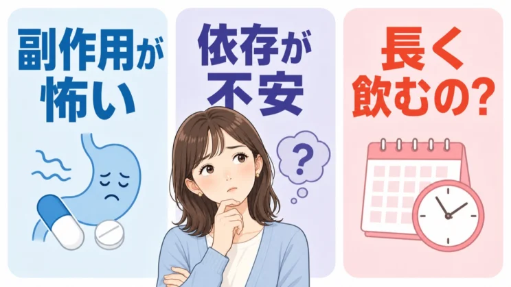 副作用、依存、服薬期間のどれが不安なのかを分けると、確かめることが見えてきます。