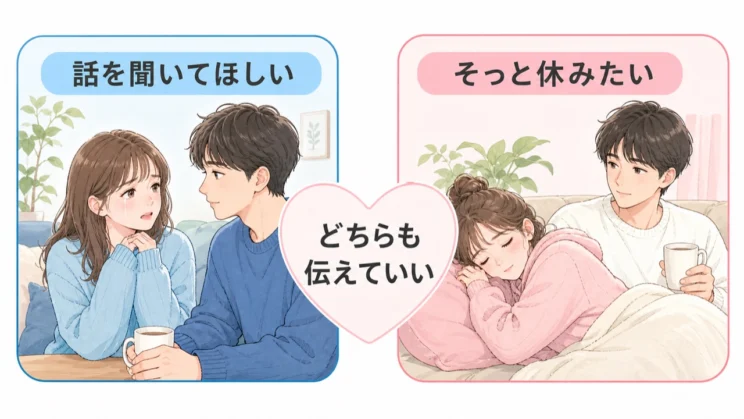 話を聞いてほしい時も、そっと休みたい時も、具体的な希望として伝えて構いません。