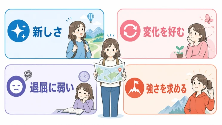 刺激欲求は一つの性格だけでなく、いくつかの傾向として眺められます。