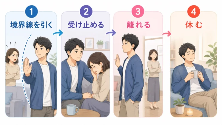 境界線を段階で考えると、支えることと抱え込みすぎることを分けやすくなります。