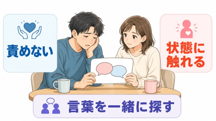 人を責めずに最近の状態へ触れ、別の言い方を一緒に探すと関係が荒れにくくなります。