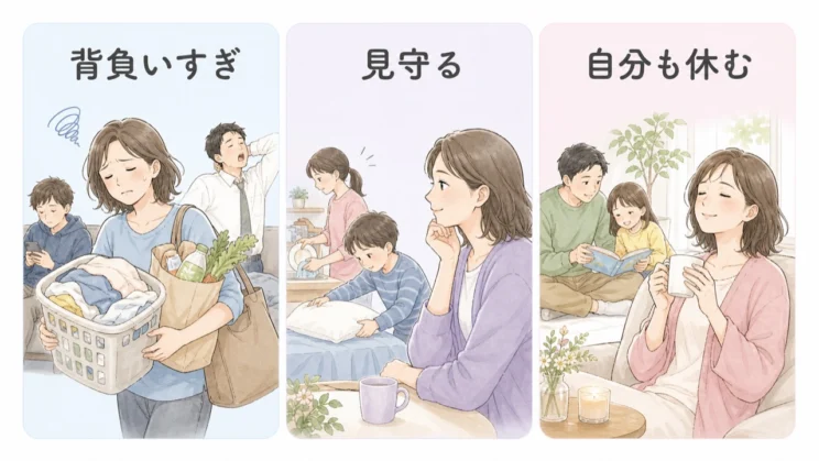 すべてを背負うのではなく、相手のできることを見守る距離も双方を守ります。