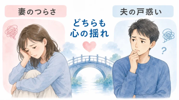妻のつらさと夫の戸惑いは、愛情の不足ではなく、それぞれに起きている心の揺れです。