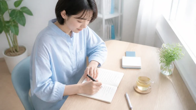 出来事・気持ち・続いた時間を短く記録すると、自分を採点せずに落ち込みやすいパターンを知りやすくなります。