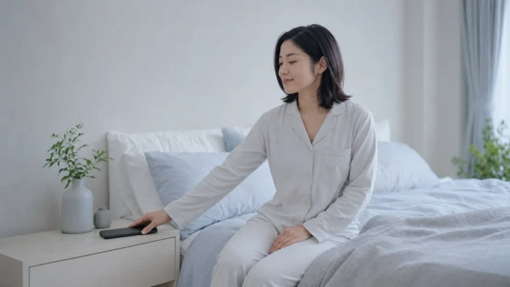 就寝前にスマートフォンを少し早く手放すことも、生活リズムを整える小さな一歩です。