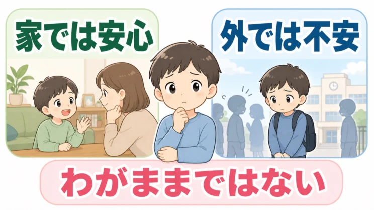 家と外で話せる量が違うのは、安心と不安の差であり、わがままではありません。