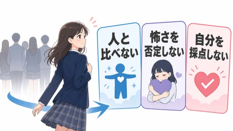 周囲の平気そうな姿だけを基準にせず、自分の怖さを否定したり採点したりしないことが大切です。