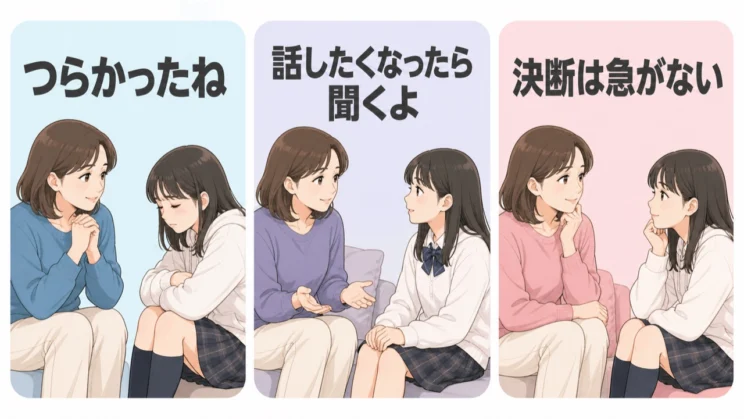 外見を否定するより、つらさを受け止め、話せる扉を開けておくほうが届きやすくなります。