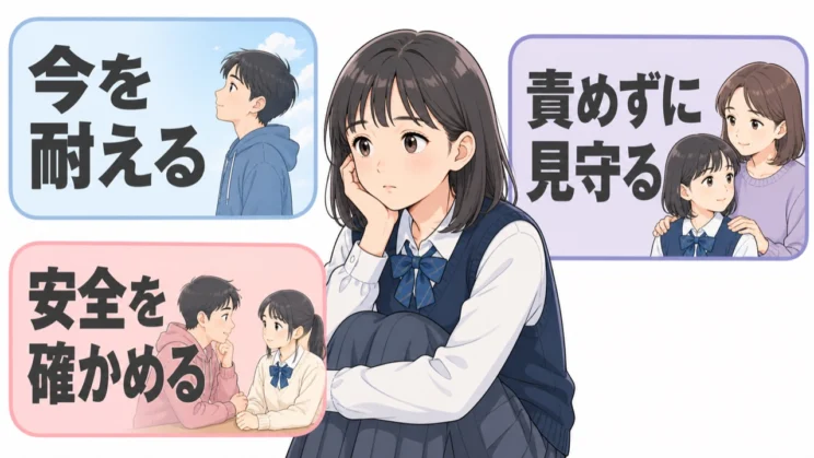 自傷を今のつらさに耐える対処として理解しつつ、責めずに見守り、安全の変化を確かめることが大切です。