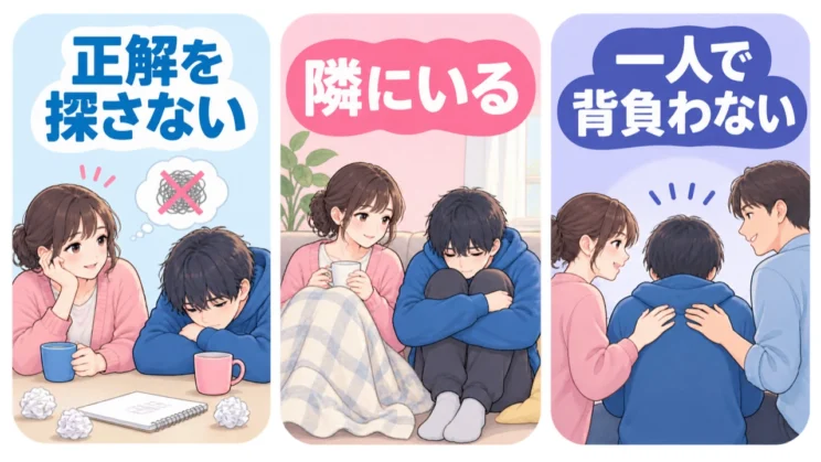 正解の一言を探し続けるより、隣にいながら一人で回復を背負わないことも大切です。