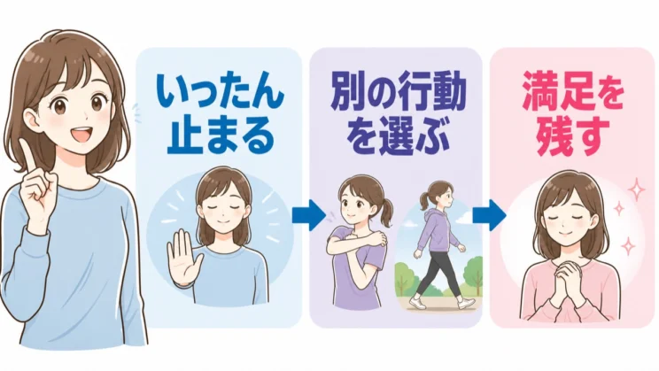 禁止するより、終わったあとに満足が残る小さな行動へ置き換えるほうが続きやすくなります。
