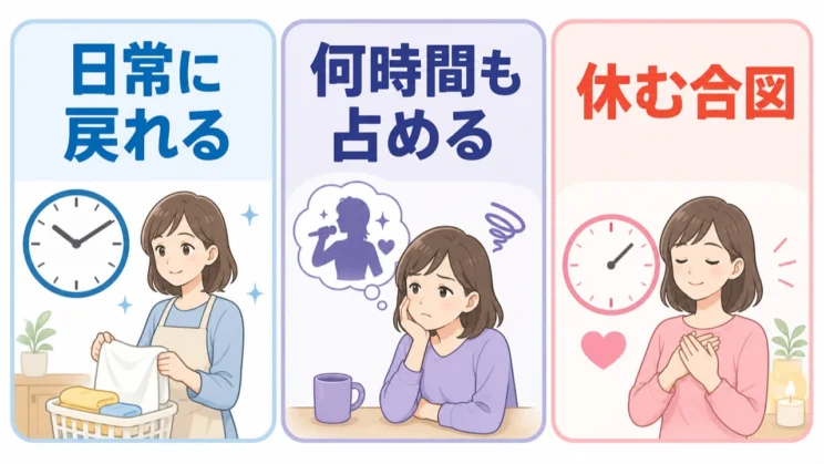 推しの出来事から日常へ戻るまでの時間は、心を休ませる目安になります。