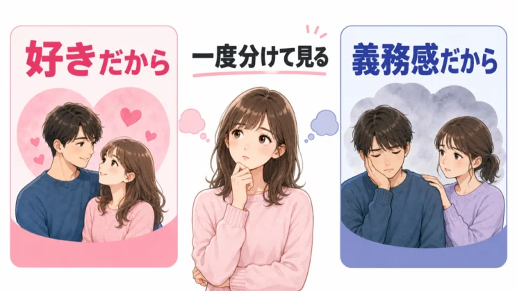 愛情と同情や義務感をいったん分けて眺めると、迷いの輪郭が見えやすくなります。