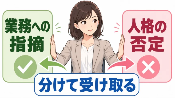 業務の指摘と人格の否定を分けると、必要な情報だけを受け取りやすくなります。