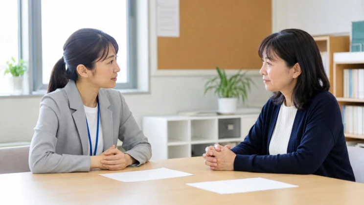 保護者には評価ではなく事実を共有し、子どもを一緒に支える相手として話します。