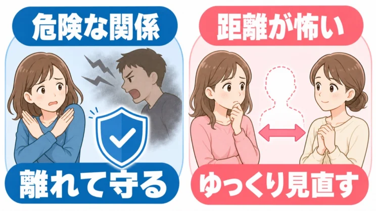 安全のために離れることと、近づく怖さから切ることを分けると、見直す関係を選びやすくなります。