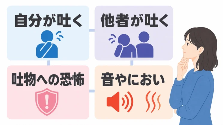 恐怖の中心を分けてみると、避けたい刺激と対応できそうな場面の線引きがしやすくなります。