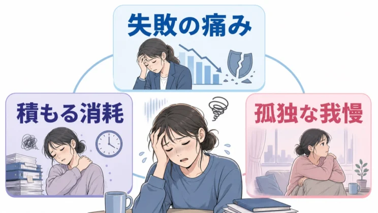 自暴自棄の背景には、失敗の痛み、積み重なった消耗、孤独な我慢が重なっていることがあります。