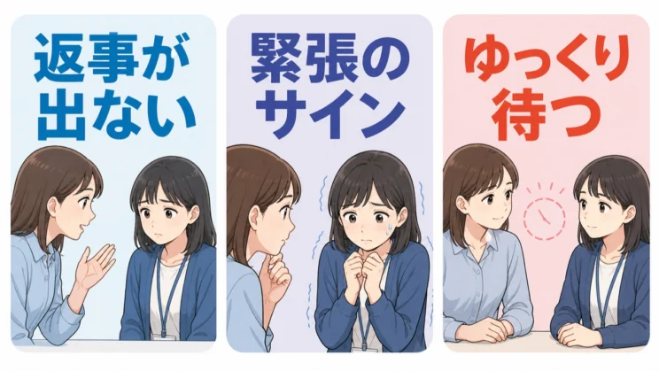 返事が少ないときも拒絶と決めつけず、緊張が和らぐまでゆっくり待つことが安心につながります。