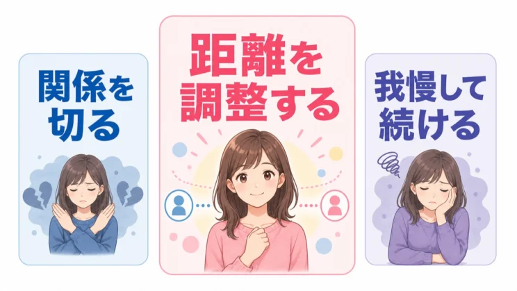 関係を切るか我慢するかの二択ではなく、自分が消耗しない距離へ調整する選択もできます。
