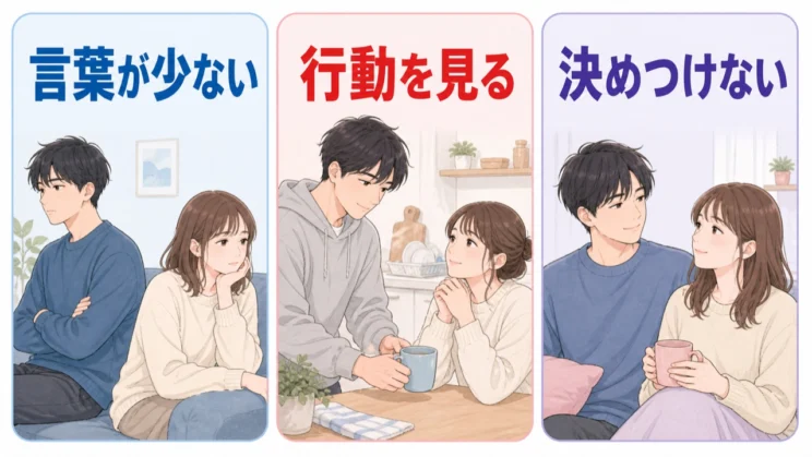 言葉が少なくても、予定を合わせるなどの行動を別の手がかりにし、相手の気持ちを決めつけない見方ができます。