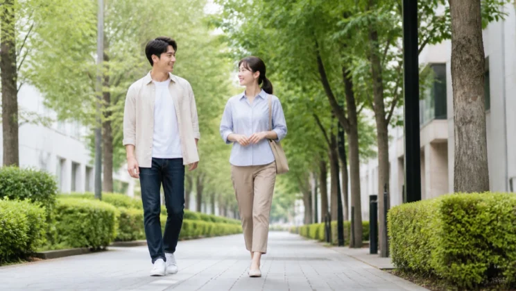 会ってすぐ食事に向かわず、散歩や会話で場に慣れる時間をつくってもかまいません。