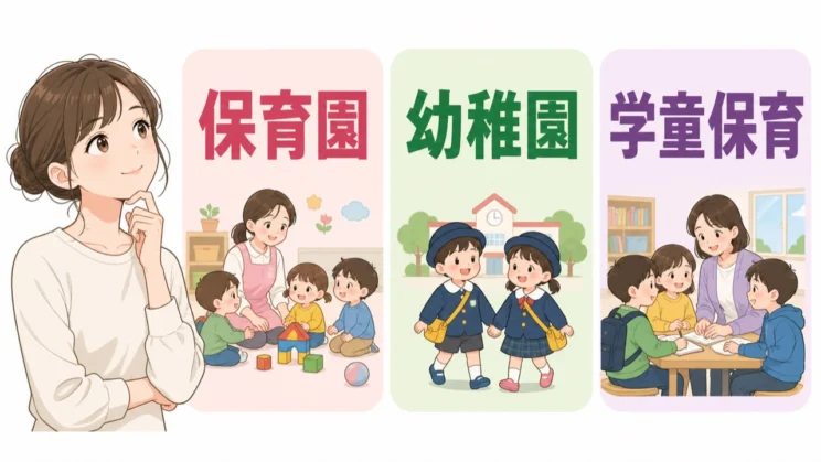 保育園だけでなく、幼稚園や学童保育など年齢層や環境が異なる選択肢も並べて考えられます。
