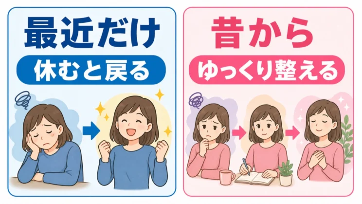 最近だけの疲れか昔から続く反応かによって、自分を整えるペースや頼る先も変わります。